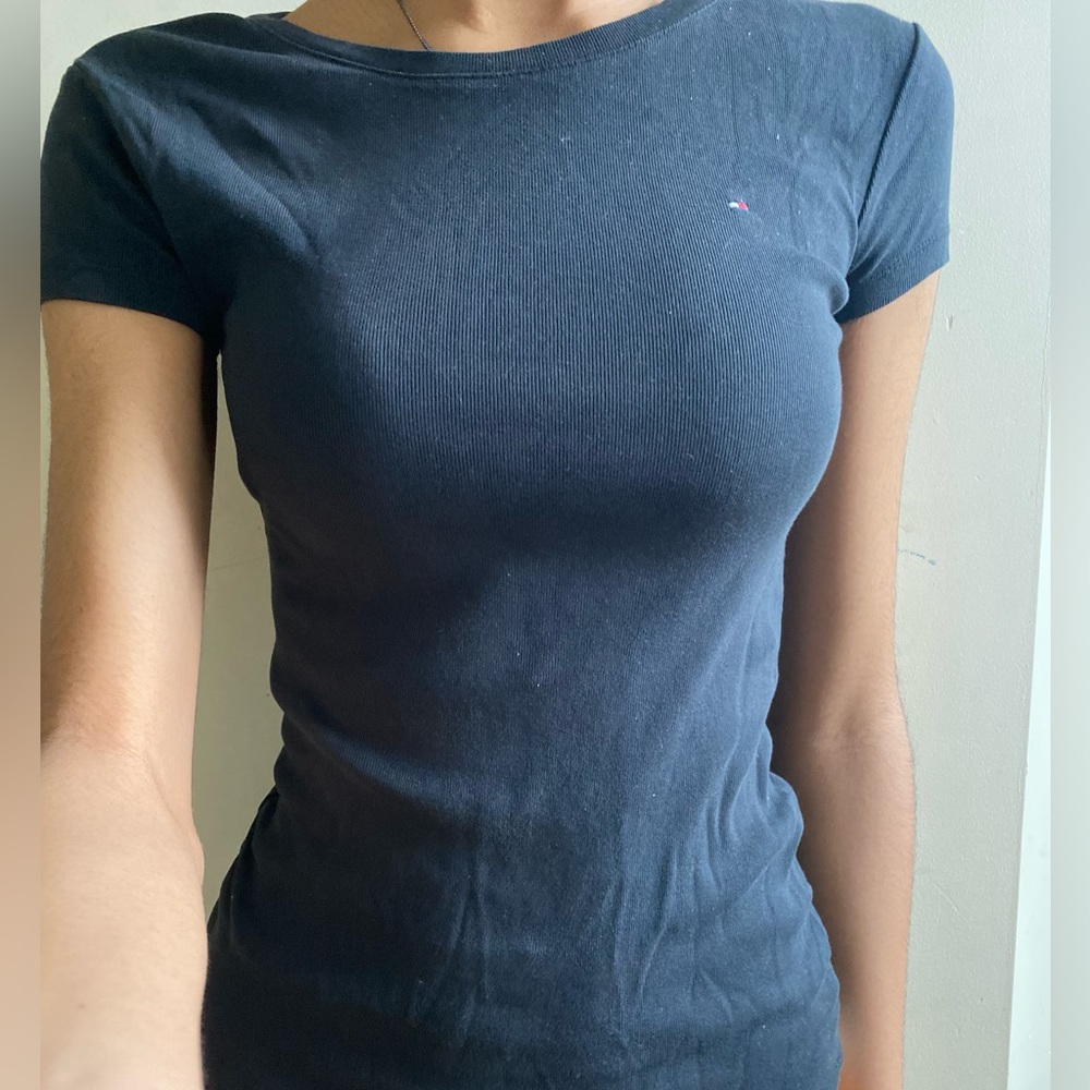 short sleeve plain black xxs tommy hilfiger shirt